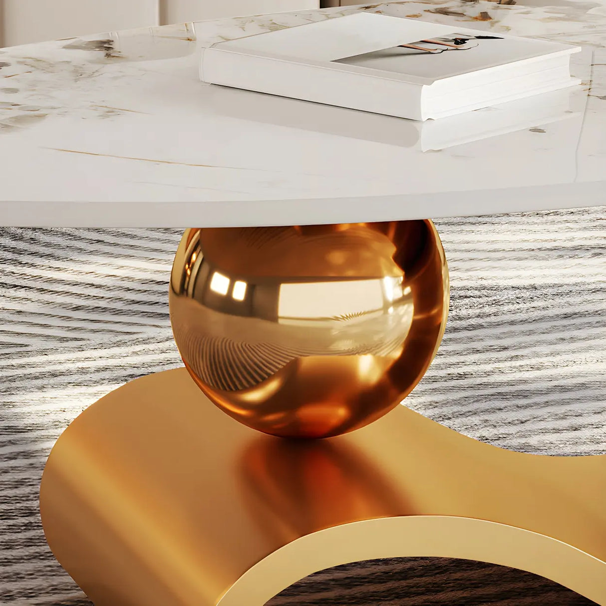 Scratch Resistant Stone Oval Abstract Coffee Table Image - 8