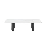 Scratch Resistant Stone Rectangular Sled Coffee Table Image - 14