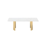 Scratch Resistant Stone Rectangular Sled Coffee Table Image - 17