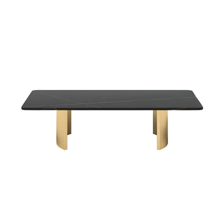 Scratch Resistant Stone Rectangular Sled Coffee Table Image - 18