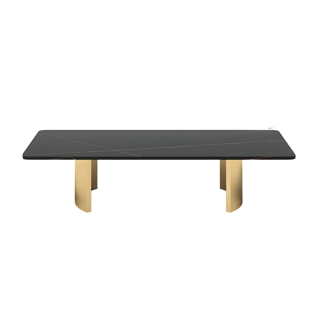 Scratch Resistant Stone Rectangular Sled Coffee Table Image - 6