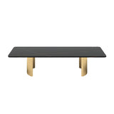 Scratch Resistant Stone Rectangular Sled Coffee Table Image - 6
