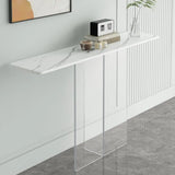 Scratch-resistant Stone Rectangular White Console Table Image - 1