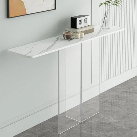 Scratch-resistant Stone Rectangular White Console Table Image - 1