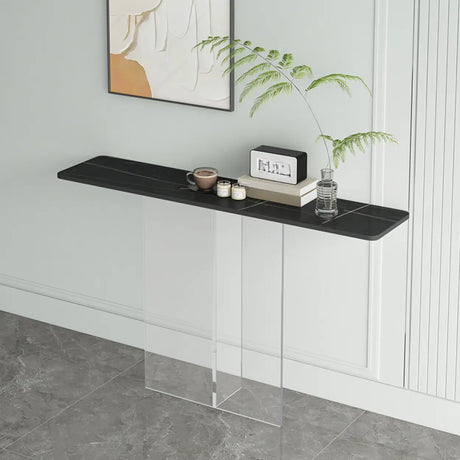 Scratch-resistant Stone Rectangular White Console Table Image - 2