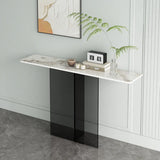 Scratch-resistant Stone Rectangular White Console Table Image - 3