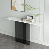 Scratch-resistant Stone Rectangular White Console Table Image - 5