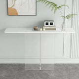 Scratch-resistant Stone Rectangular White Console Table Image - 6
