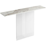 Scratch-resistant Stone Rectangular White Console Table Image - 8