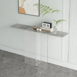 Scratch-resistant Stone Rectangular White Console Table Image - 9