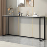 Scratch Resistant Stone Top Black Metal Console Table Image - 1