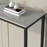 Scratch Resistant Stone Top Black Metal Console Table Image - 10