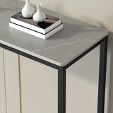 Scratch Resistant Stone Top Black Metal Console Table Image - 10