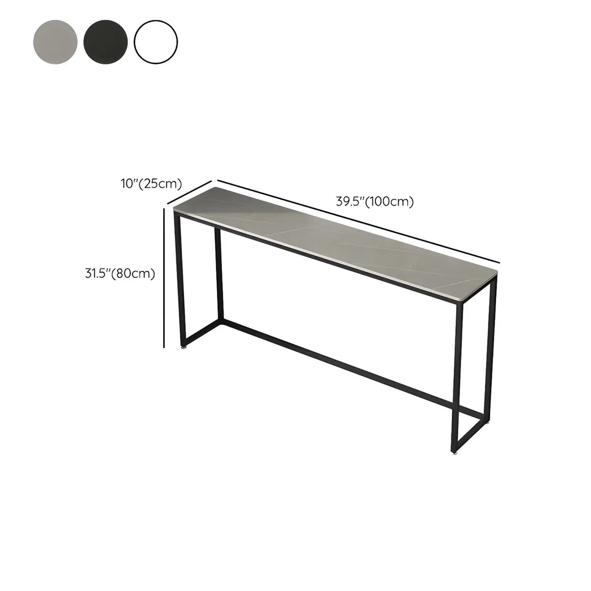 Scratch Resistant Stone Top Black Metal Console Table Image - 13