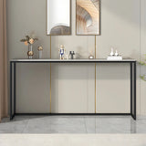 Scratch Resistant Stone Top Black Metal Console Table Image - 4