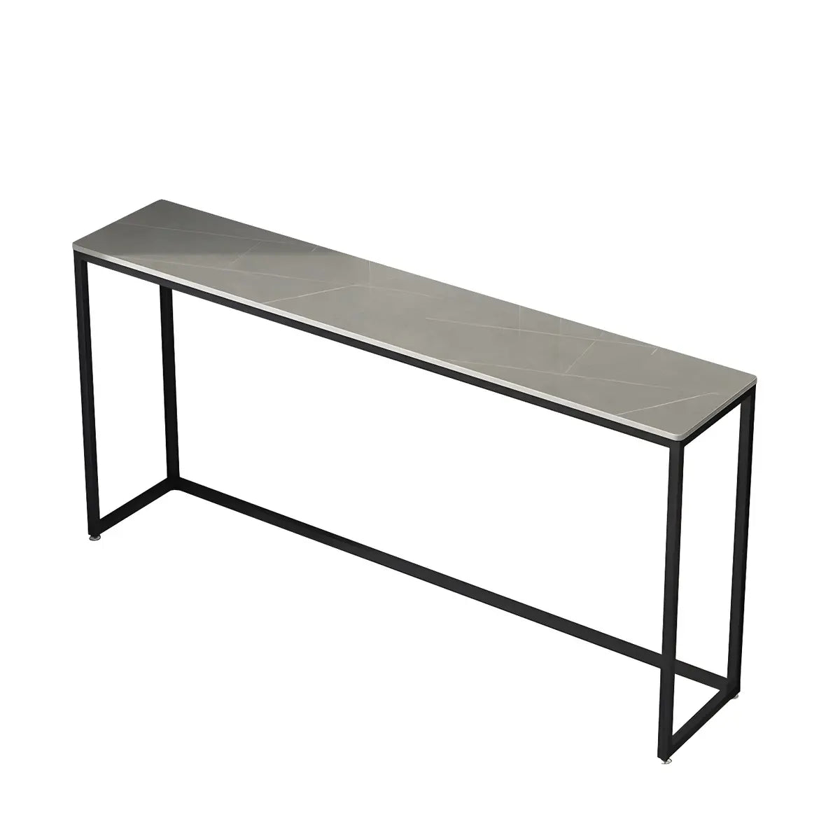 Scratch Resistant Stone Top Black Metal Console Table Image - 8