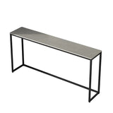 Scratch Resistant Stone Top Black Metal Console Table Image - 8
