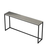 Scratch Resistant Stone Top Black Metal Console Table Image - 8