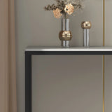 Scratch Resistant Stone Top Black Metal Console Table Image - 9