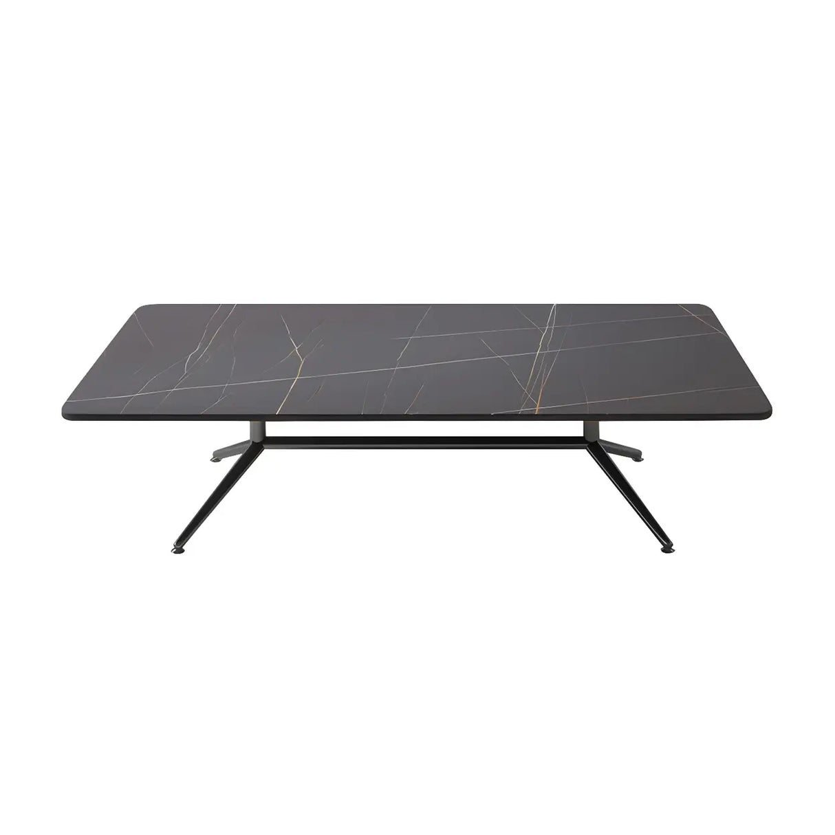 Scratch Resistant Stone Top Trestle Base Coffee Table Image - 13