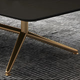 Scratch Resistant Stone Top Trestle Base Coffee Table Image - 14