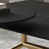 Scratch Resistant Stone Top Trestle Base Coffee Table Image - 15