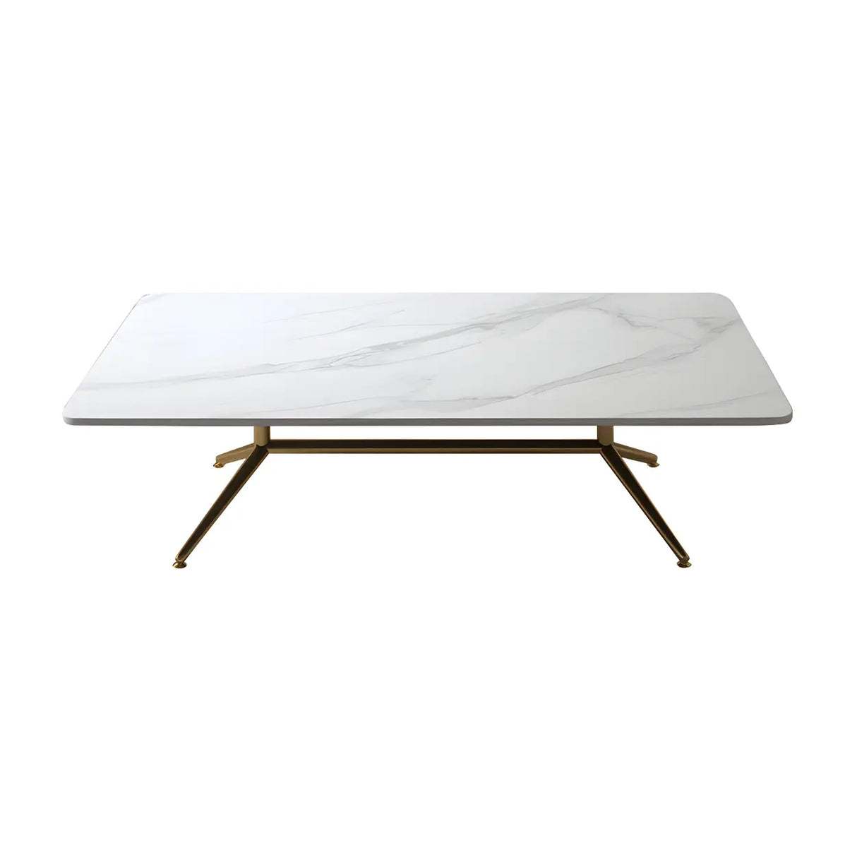 Scratch Resistant Stone Top Trestle Base Coffee Table Image - 3
