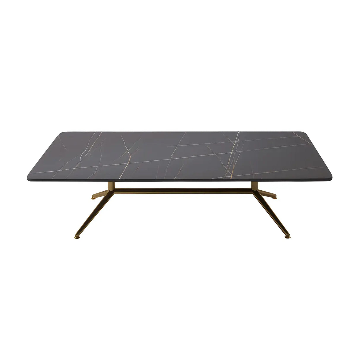 Scratch Resistant Stone Top Trestle Base Coffee Table Image - 5