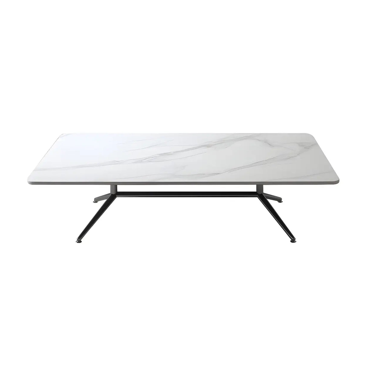 Scratch Resistant Stone Top Trestle Base Coffee Table Image - 9