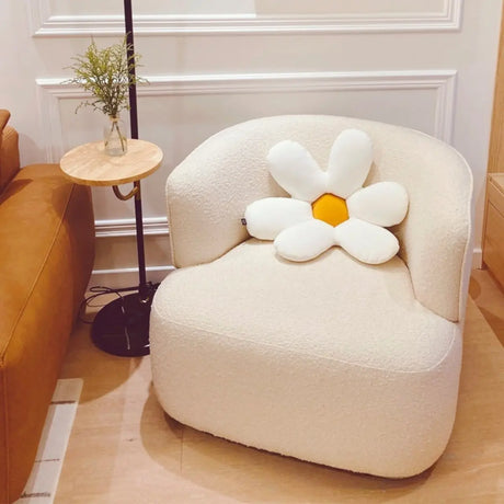 Scratch Resistant White Sherpa Fixed Back Barrel Chair Image - 1