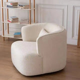 Scratch Resistant White Sherpa Fixed Back Barrel Chair Image - 11