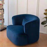 Scratch Resistant White Sherpa Fixed Back Barrel Chair Image - 4