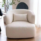 Scratch Resistant White Sherpa Fixed Back Barrel Chair Image - 7