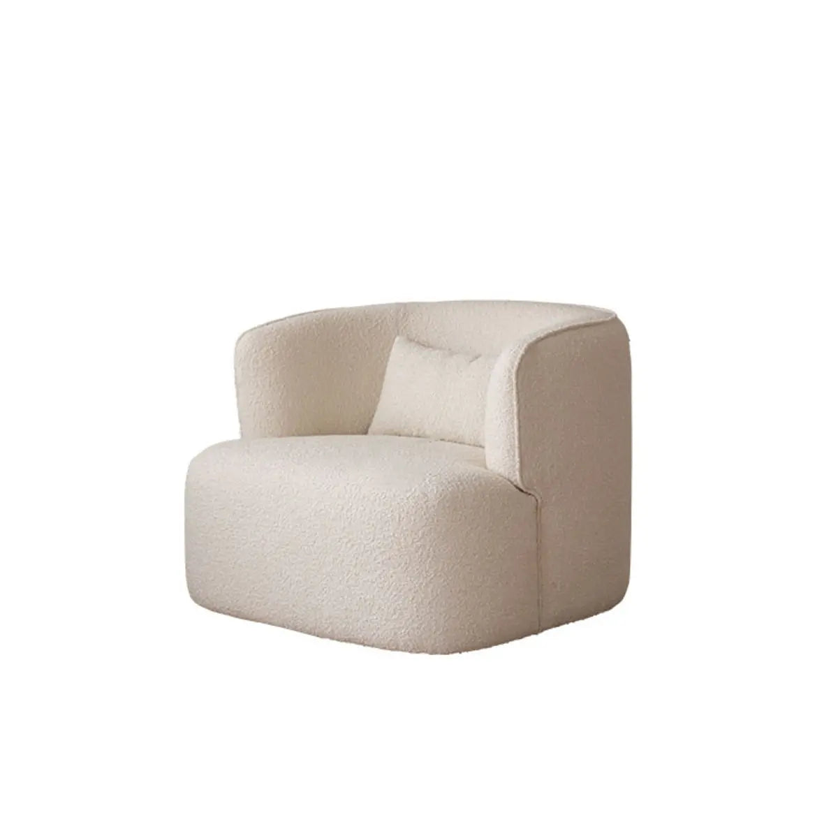 Scratch Resistant White Sherpa Fixed Back Barrel Chair Image - 9