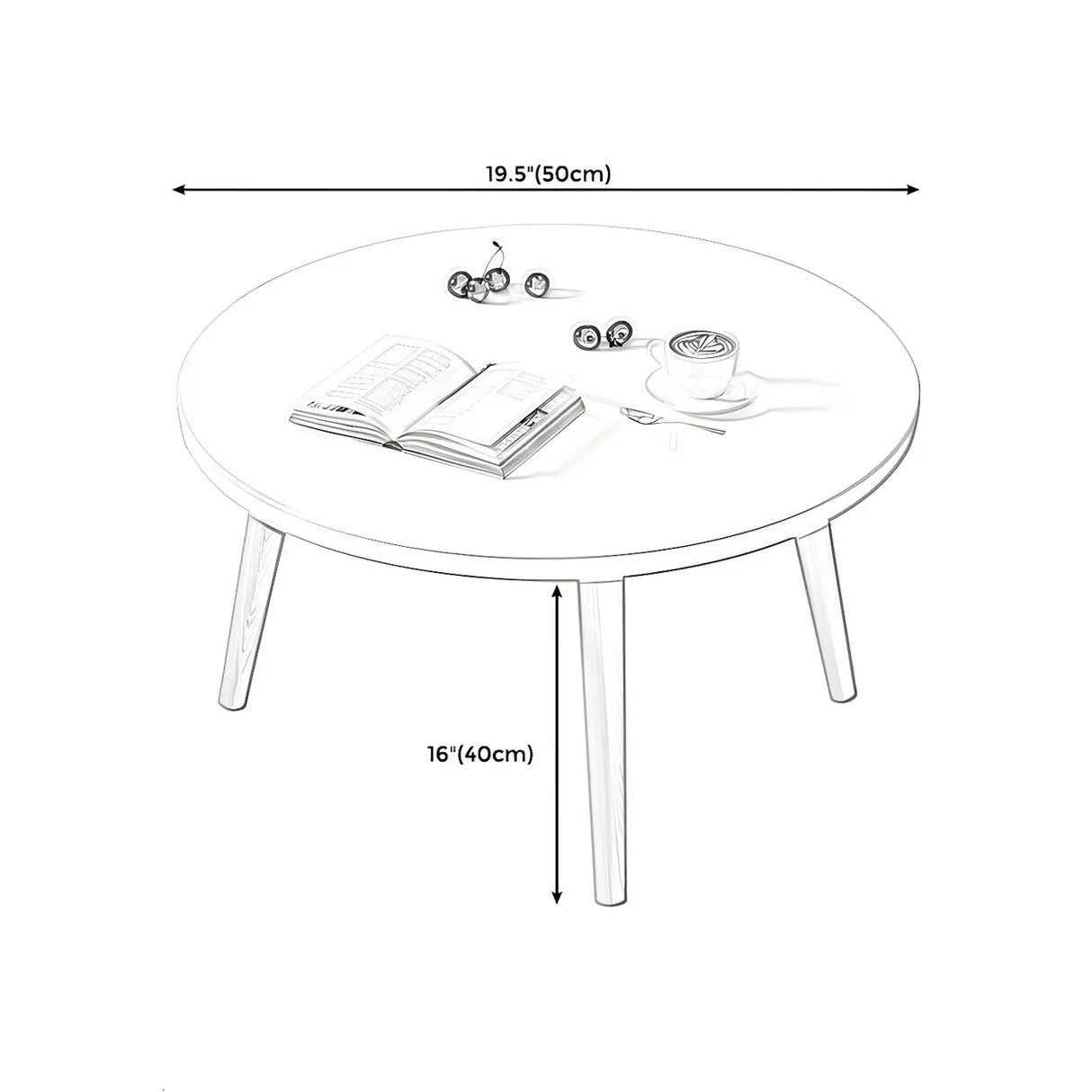 Scratch Resistant Wood Round Coffee Table with 3 Legs Image - 10