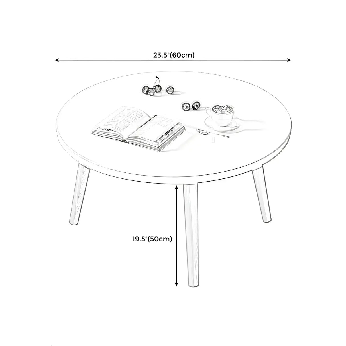 Scratch Resistant Wood Round Coffee Table with 3 Legs Image - 11
