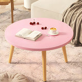 Scratch Resistant Wood Round Coffee Table with 3 Legs Image - 2