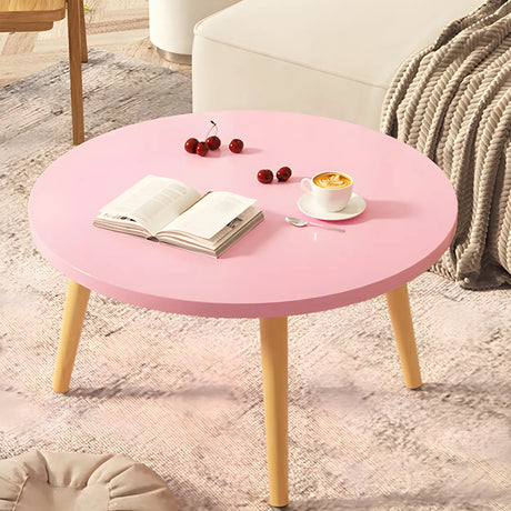 Scratch Resistant Wood Round Coffee Table with 3 Legs Image - 2