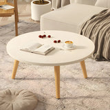 Scratch Resistant Wood Round Coffee Table with 3 Legs Image - 3