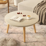 Scratch Resistant Wood Round Coffee Table with 3 Legs Image - 4