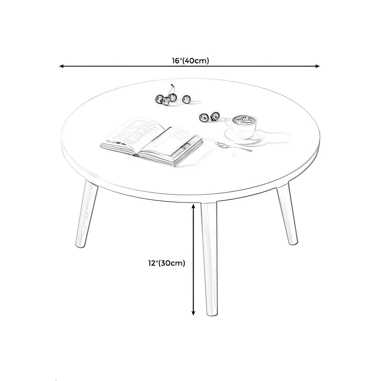 Scratch Resistant Wood Round Coffee Table with 3 Legs 