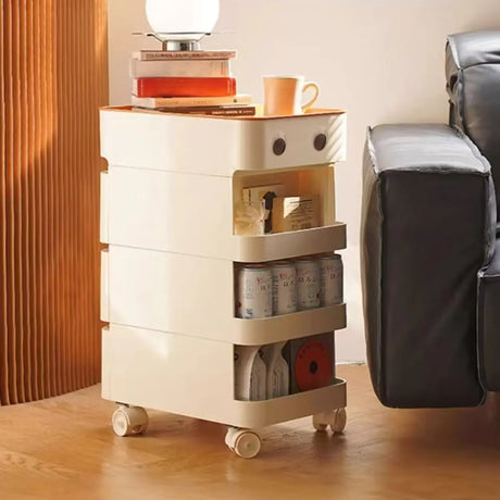 Scrollable Tip Resistant Nightstand with Open Storage Image - 1