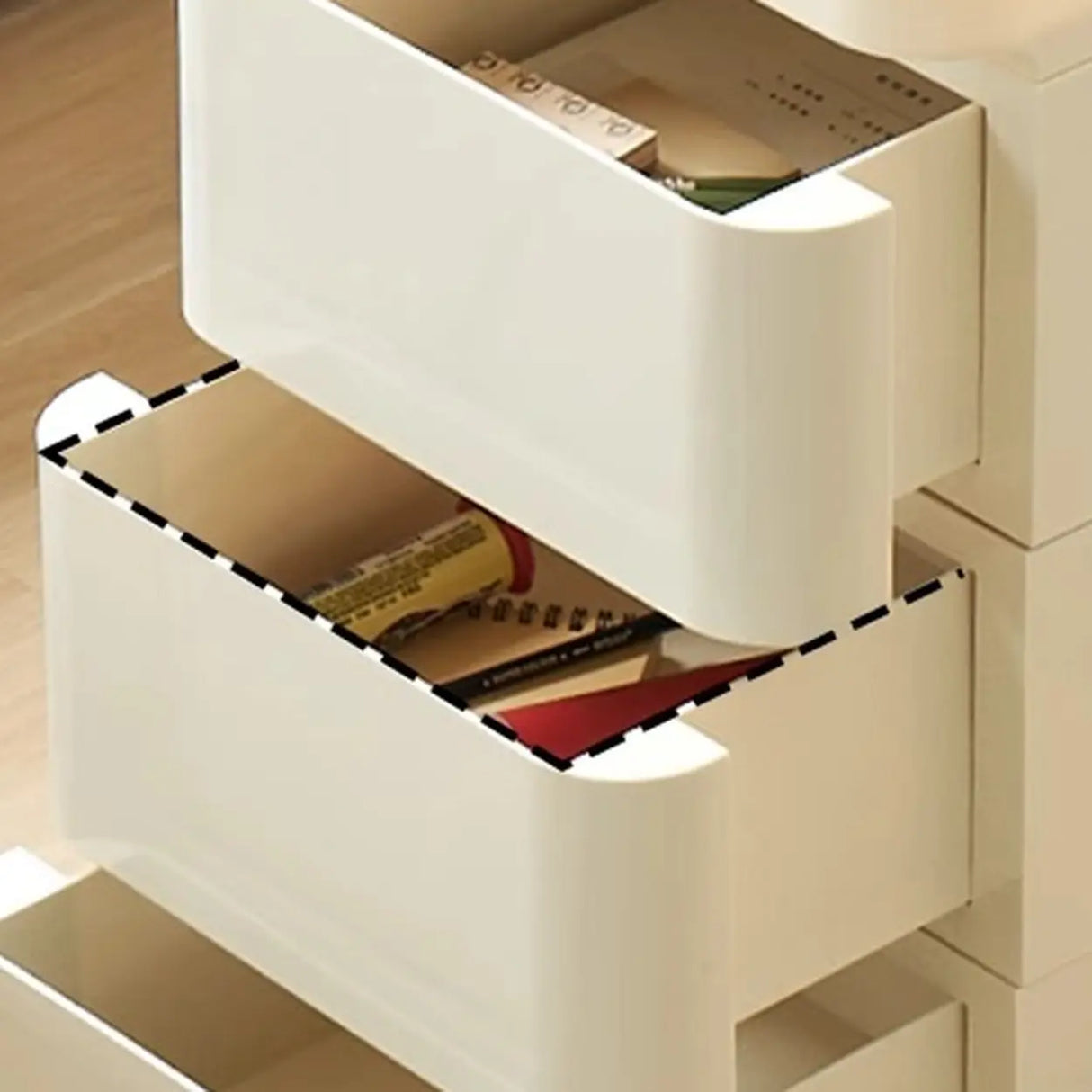 Scrollable Tip Resistant Nightstand with Open Storage Image - 12