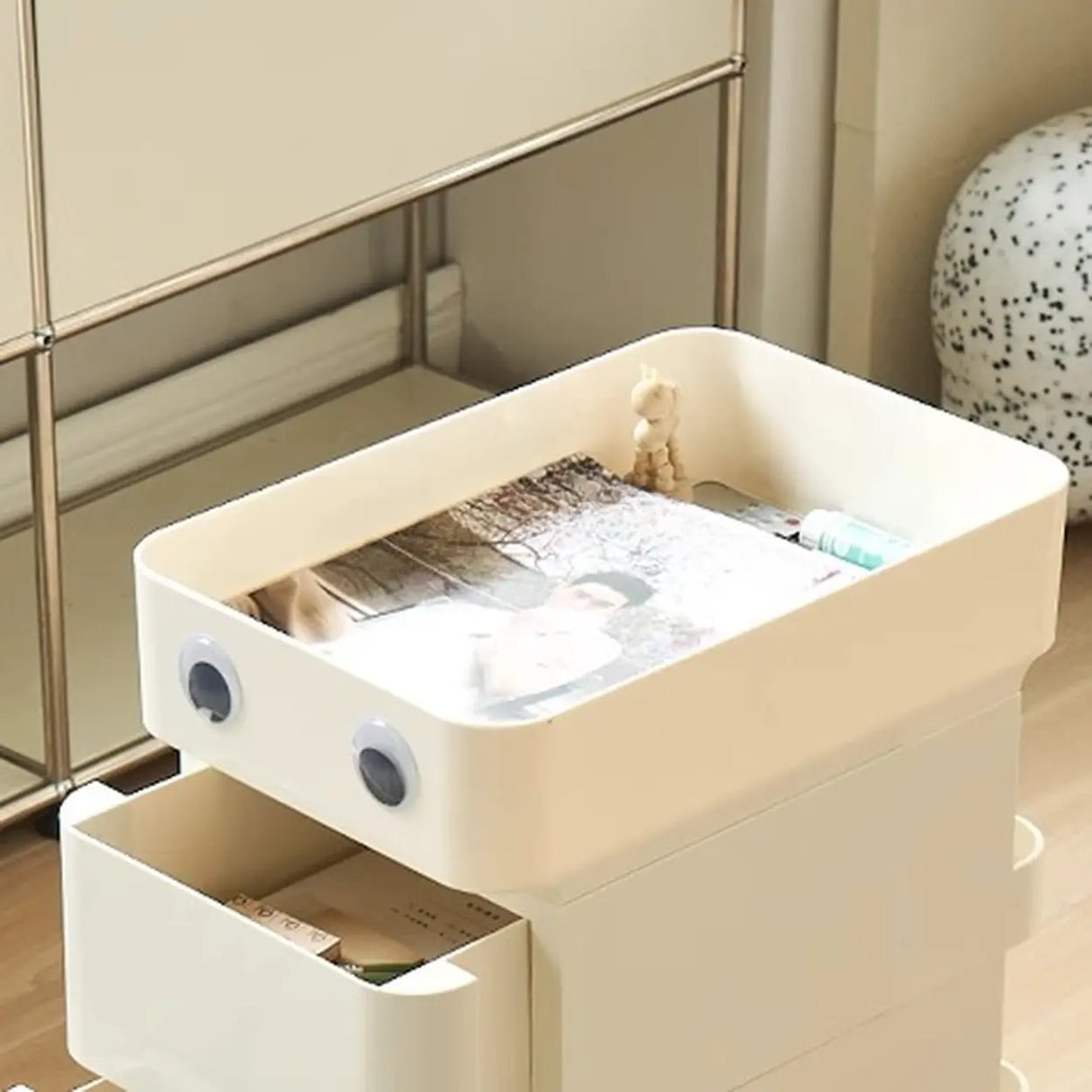 Scrollable Tip Resistant Nightstand with Open Storage Image - 3