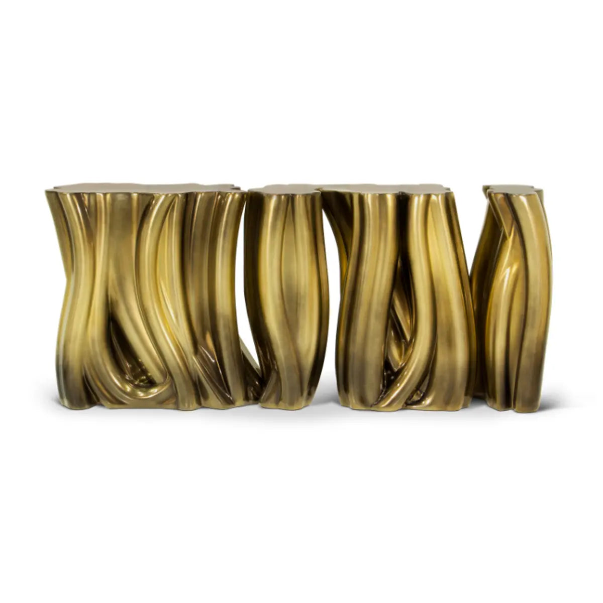 Sculptural Abstract Fiberglass Gold Metal Console Table Image - 5
