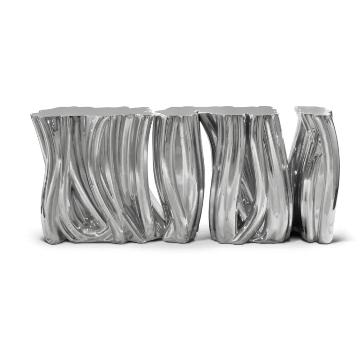 Sculptural Abstract Fiberglass Gold Metal Console Table Image - 7