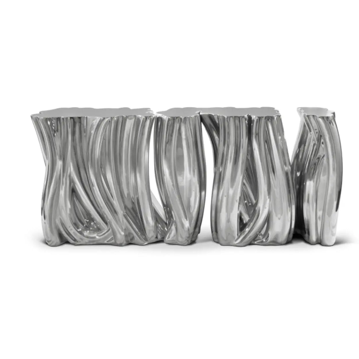 Sculptural Abstract Fiberglass Gold Metal Console Table Image - 7