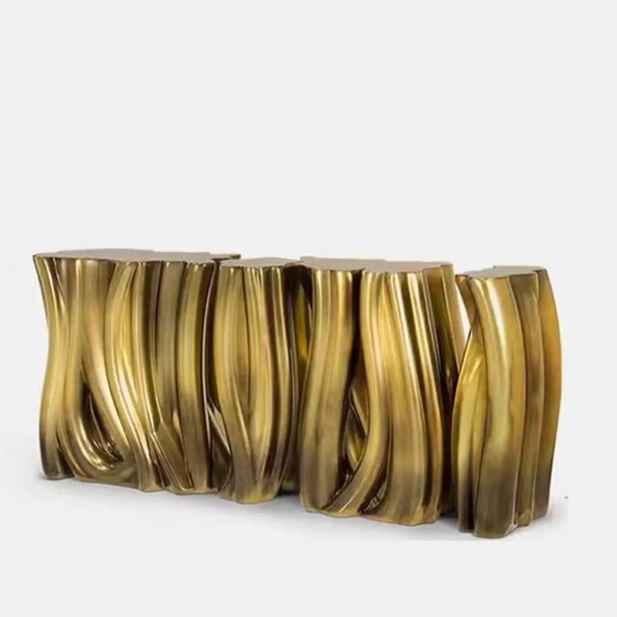 Sculptural Abstract Fiberglass Gold Metal Console Table Image - 8