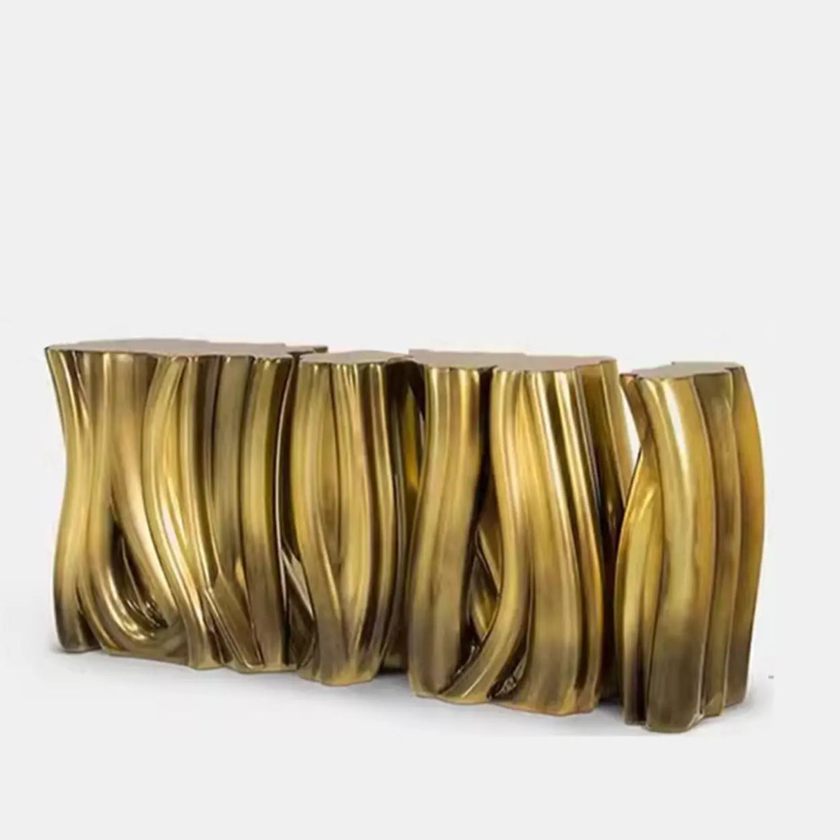 Sculptural Abstract Fiberglass Gold Metal Console Table Image - 8