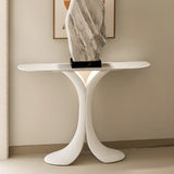Sculptural Curved Stone Abstract Base White Console Table Image - 1